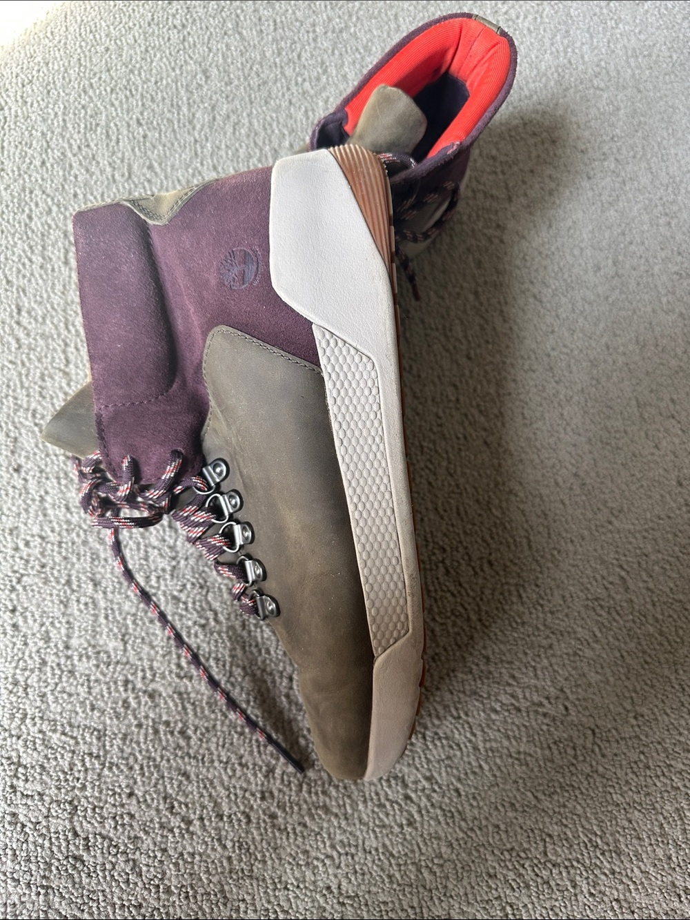 Timberland Women's Brown and Plum Lace-Up Hiking Bootie